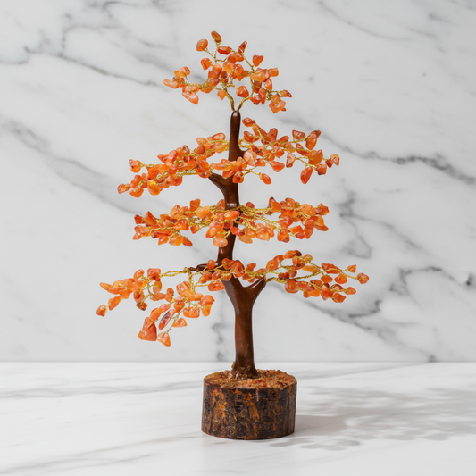 Wooden Carnelian Crystal Tree — Creativity & Vitality