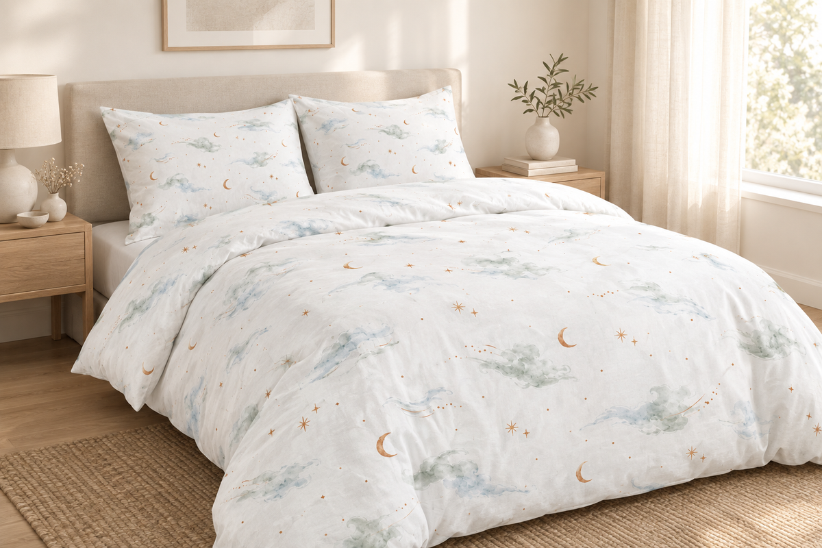 Celestial Cloud 100% Cotton Duvet Cover Set with 2 Shams
