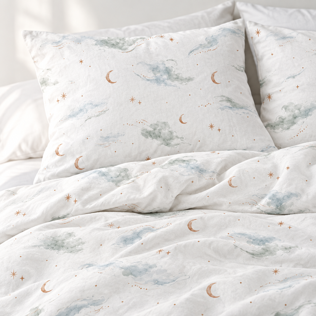 Celestial Cloud 100% Cotton Duvet Cover Set with 2 Shams