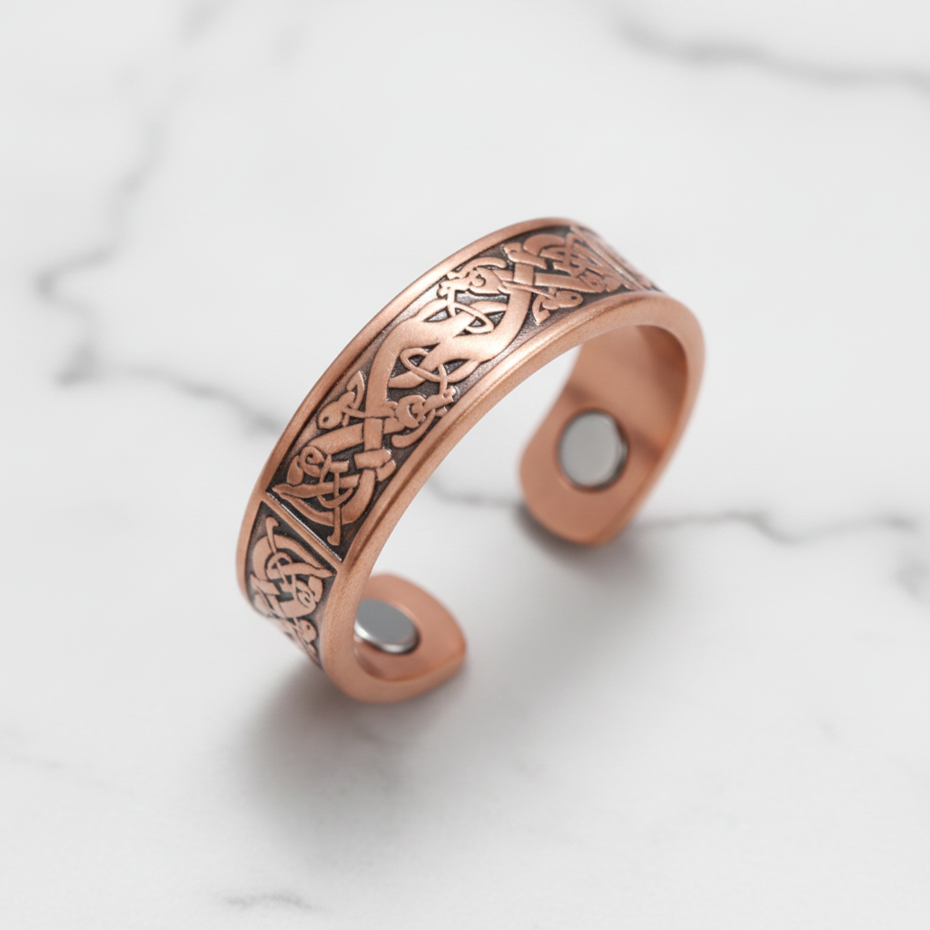 Pure Copper Celtic Viking Engraved Open Ring | Joint Pain Relief