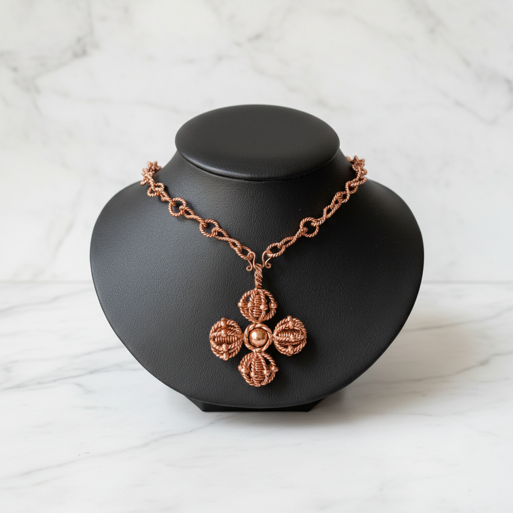 Copper Tensor Harmoniser Necklace | Double Vajra Pendant
