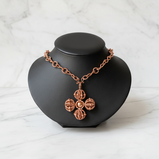 Copper Tensor Harmoniser Necklace | Double Vajra Pendant