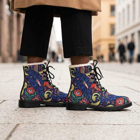 Surreal Dreamscape Women's Fleece-Lined Art Boots