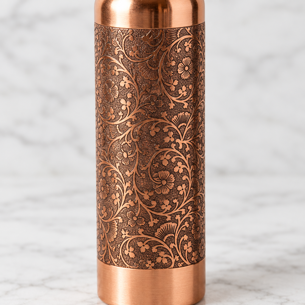 Copper Christmas Gift Set | Etched Bottle & Two Engraved Tumblers