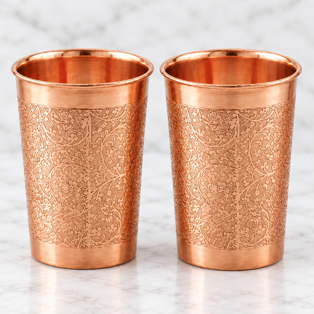 Copper Christmas Gift Set | Etched Bottle & Two Engraved Tumblers