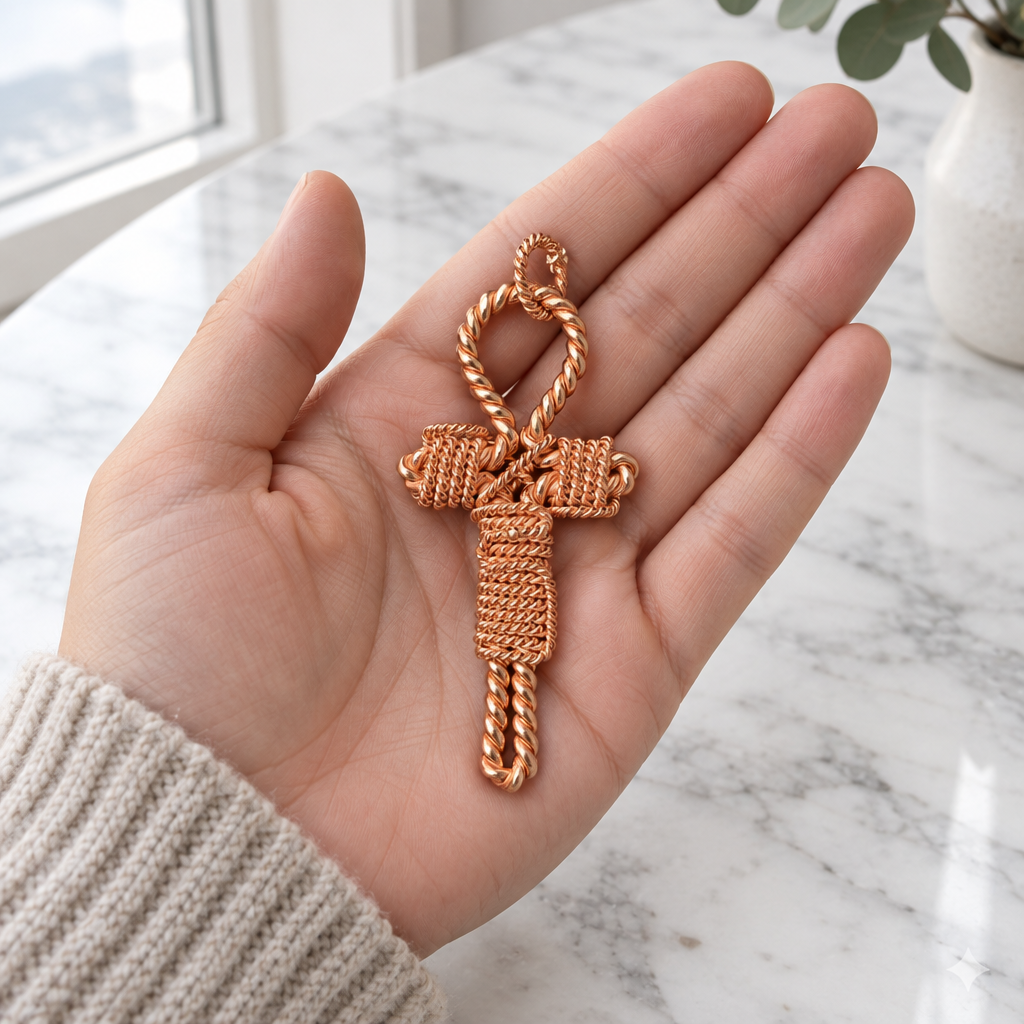 Copper Tensor Ankh Pendant – 144 MHz & 188 MHz Sacred Geometry