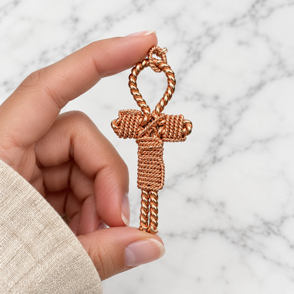 Copper Tensor Ankh Pendant – 144 MHz & 188 MHz Sacred Geometry