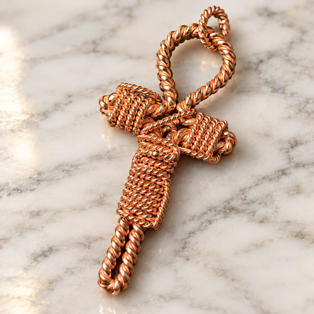 Copper Tensor Ankh Pendant – 144 MHz & 188 MHz Sacred Geometry