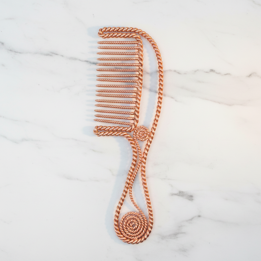 Copper Frequency Comb | 144 MHz Sacred Royal Cubit | Pure Copper | Energy & Scalp Healing