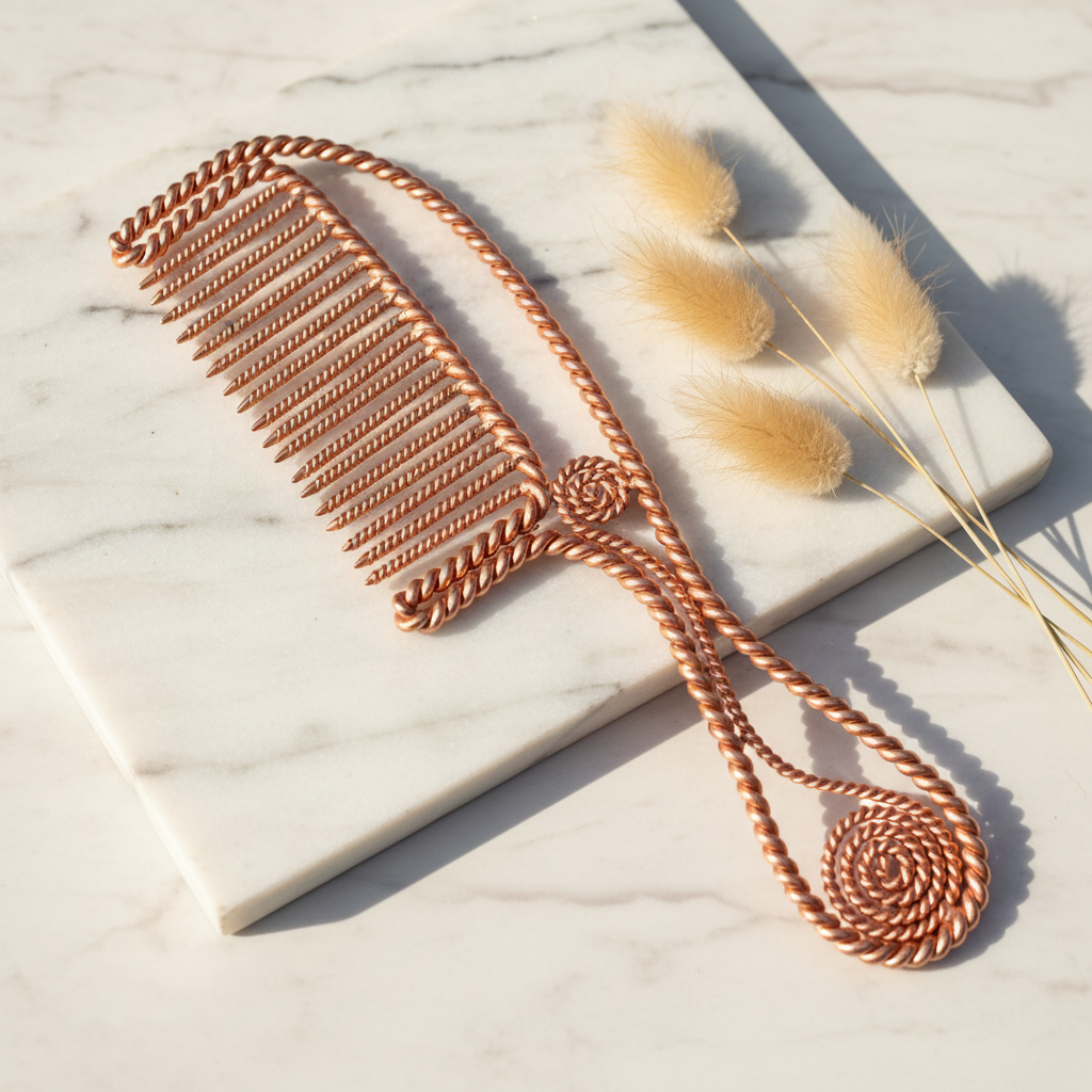Copper Frequency Comb | 144 MHz Sacred Royal Cubit | Pure Copper | Energy & Scalp Healing