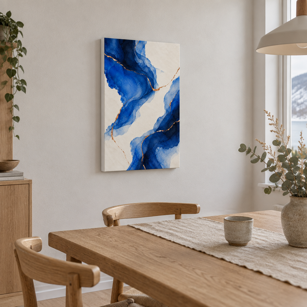 Copper Current | Blue Abstract Canvas Art