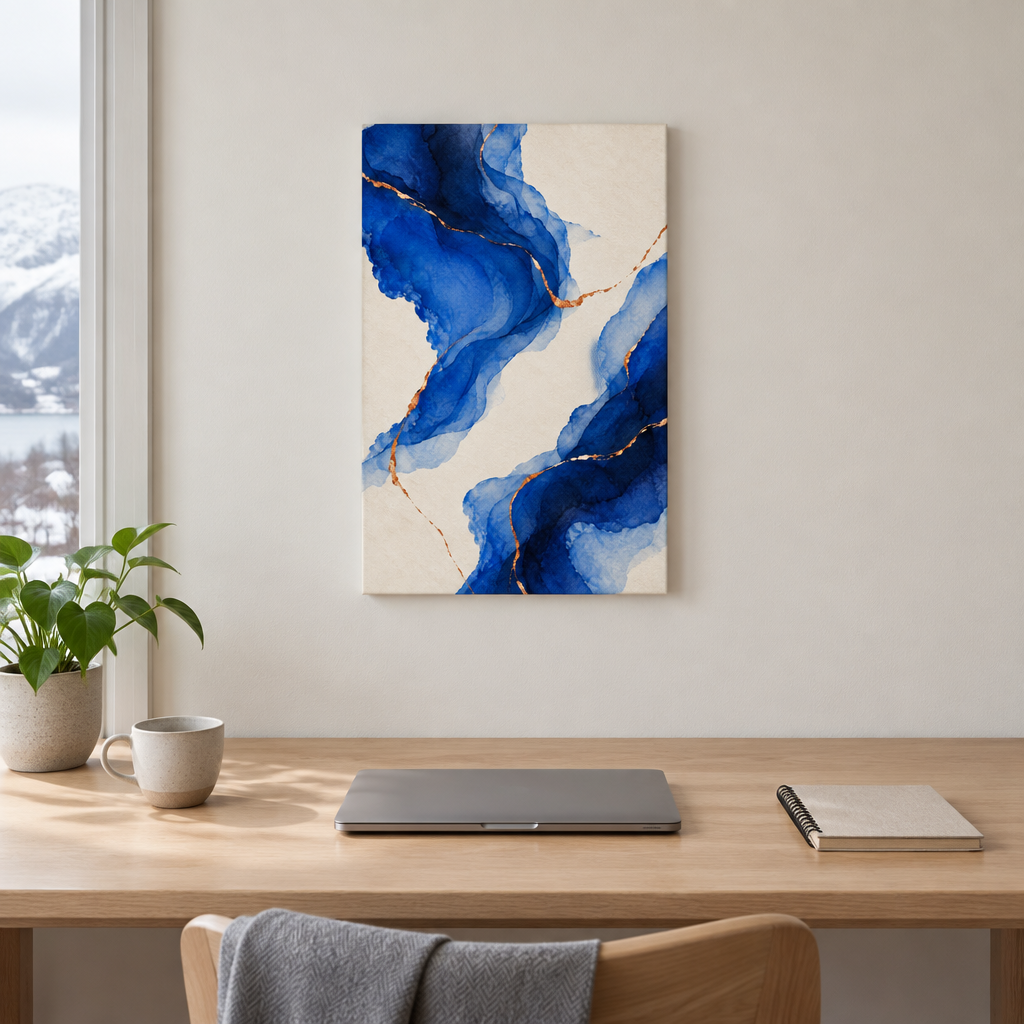 Copper Current | Blue Abstract Canvas Art
