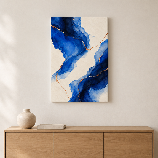 Copper Current | Blue Abstract Canvas Art