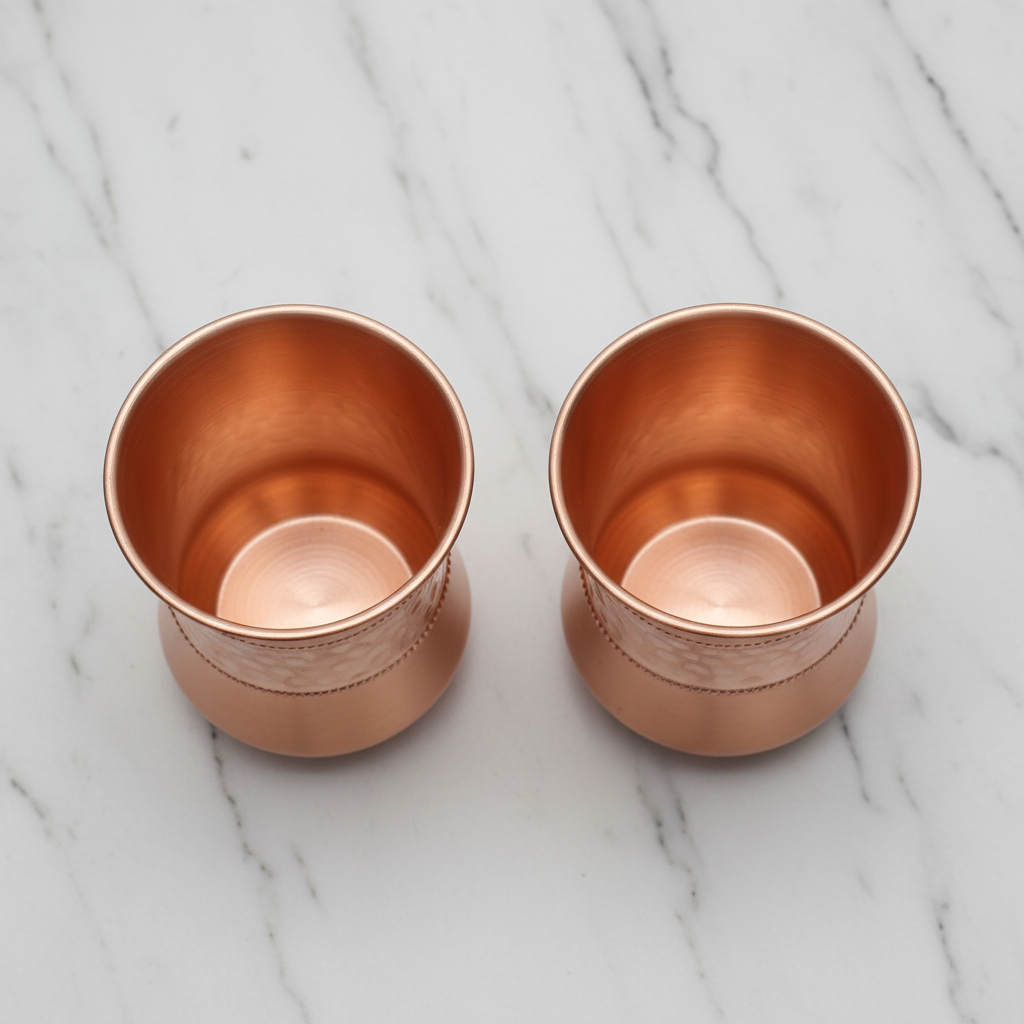Pure Copper Hammered Tumbler Glass | Set of 2 | 300ml | Ayurvedic Tamra Jal | Designed in Norway