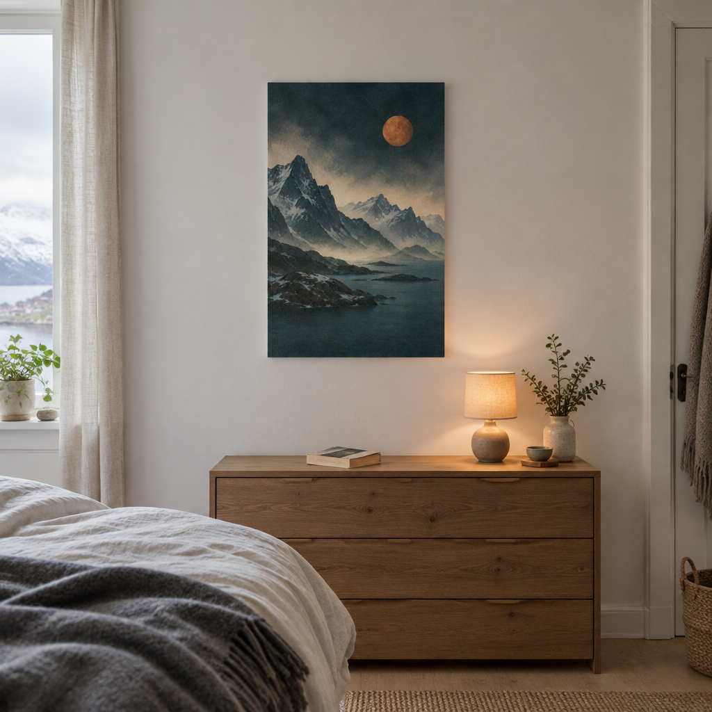 Copper Moon over Lofoten | Norwegian Canvas Art