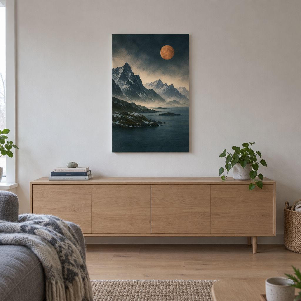 Copper Moon over Lofoten | Norwegian Canvas Art