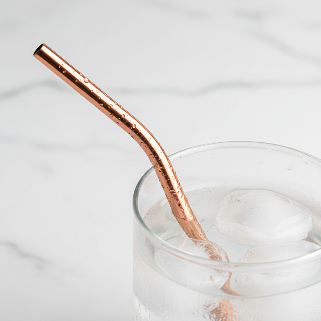 Pure Copper Drinking Straws – Set of 15 | Straight & Bent + Brushes