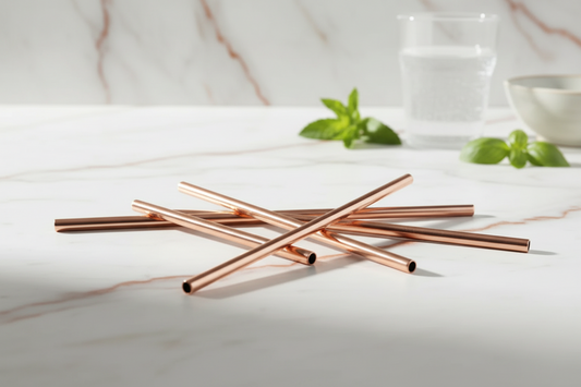 Pure Copper Drinking Straws – Set of 15 | Straight & Bent + Brushes