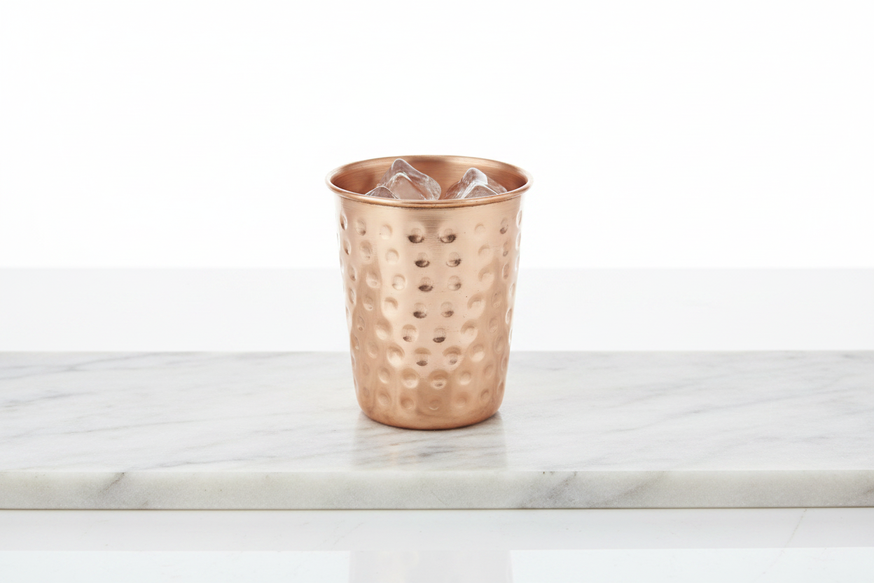 Pure Copper Hammered Glass — Set of 2 (300ml Ayurvedic Tumblers)