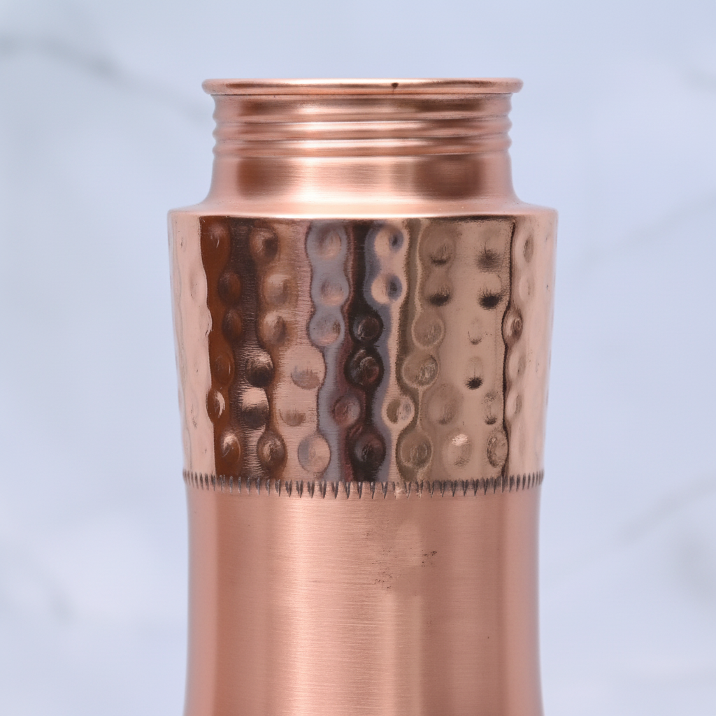 Pure Copper Water Bottle – Curved Dual-Texture Design 1000ml | Ayurvedic Tamra Jal