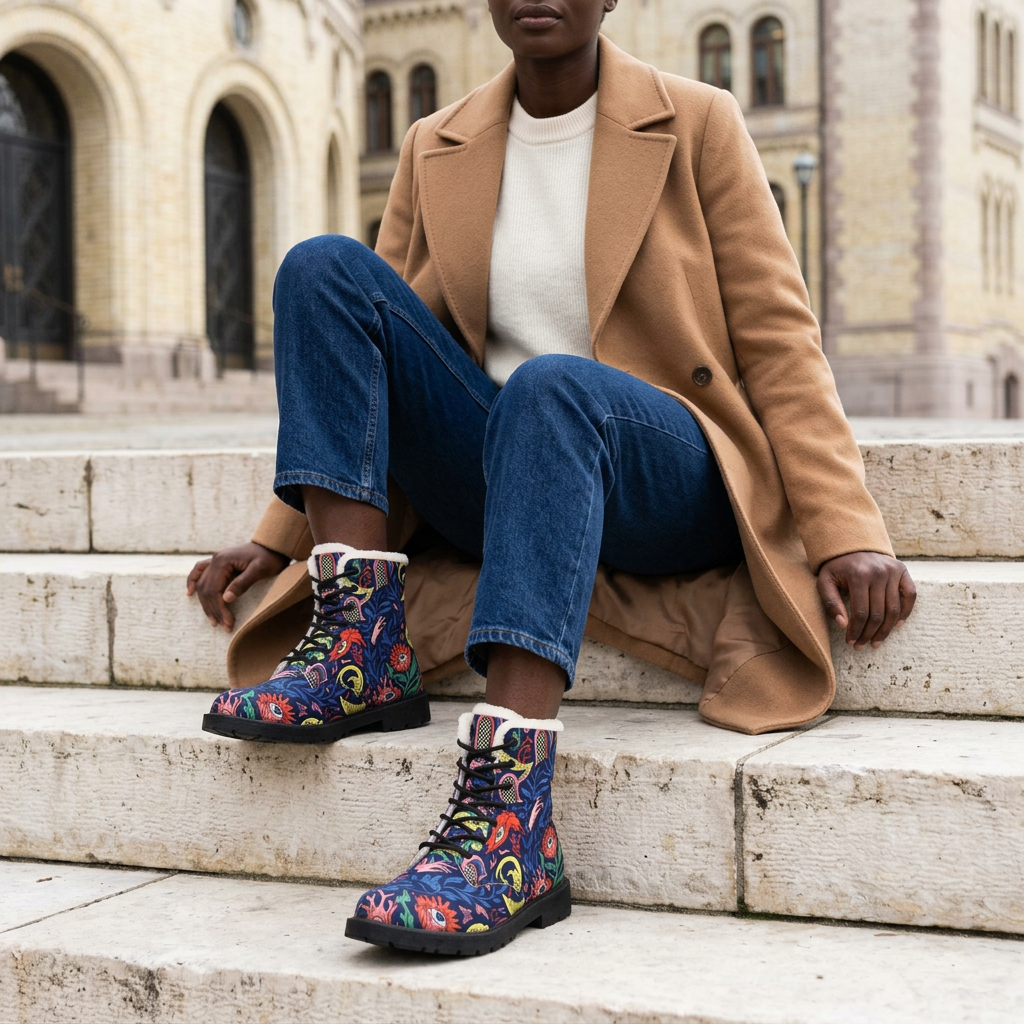 Surreal Dreamscape Women's Fleece-Lined Art Boots