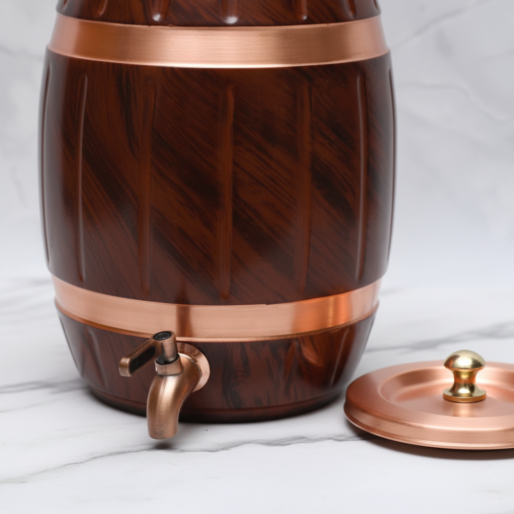 Pure Copper Water Dispenser Barrel Wooden Design