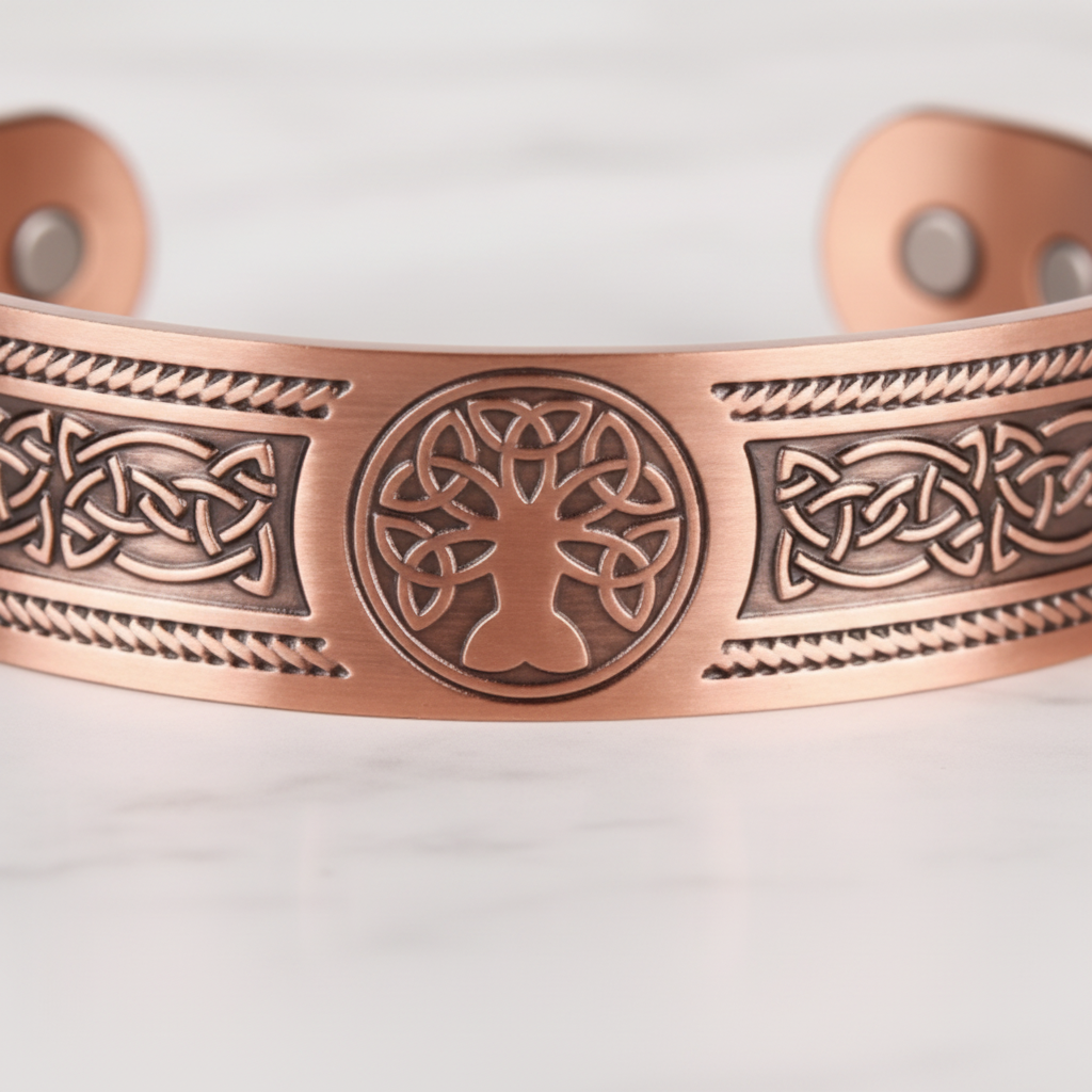 Kopparmagnetarmband – Livets träd-keltisk design | Antik finish | Justerbart