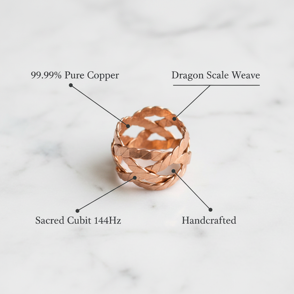 Copper Dragon Scale Tensor Ring – Sacred Cubit Pure Copper 144Hz Energy Tool