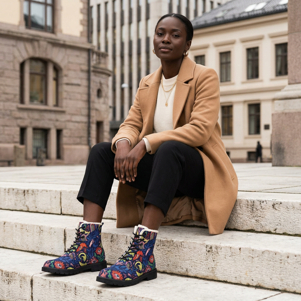 Surreal Dreamscape Women's Fleece-Lined Art Boots