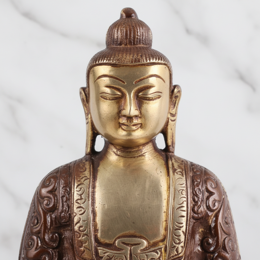 Brass Buddha in Deep Meditation Statue – 8" | Handcrafted Spiritual Decor