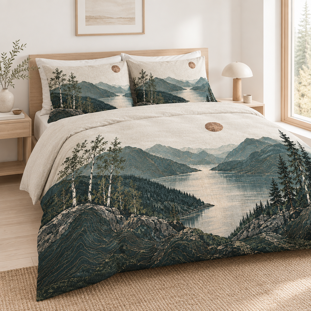 Norwegian Fjord 100% Cotton Duvet Cover Set with Pillow Shams
