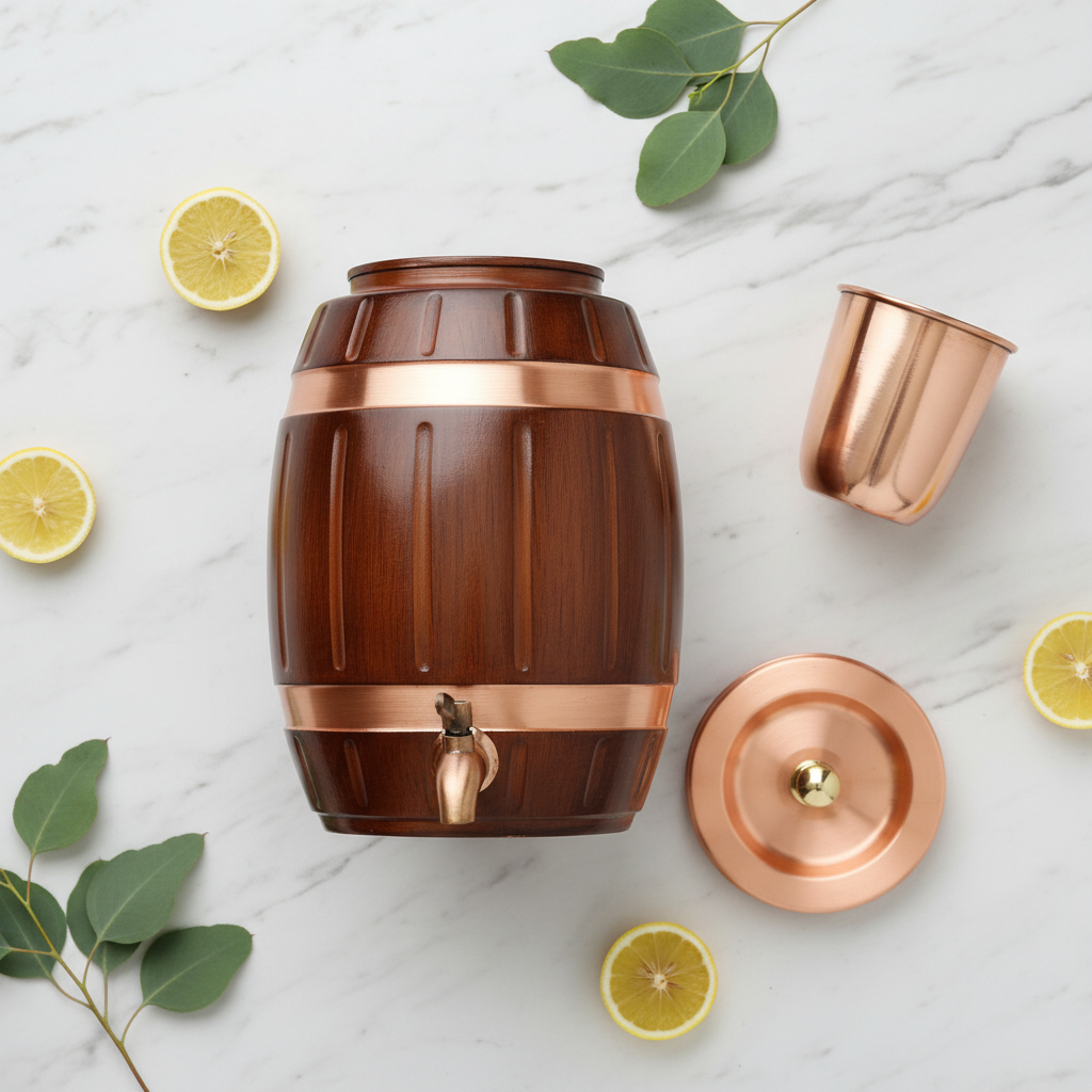 Pure Copper Water Dispenser Barrel Wooden Design