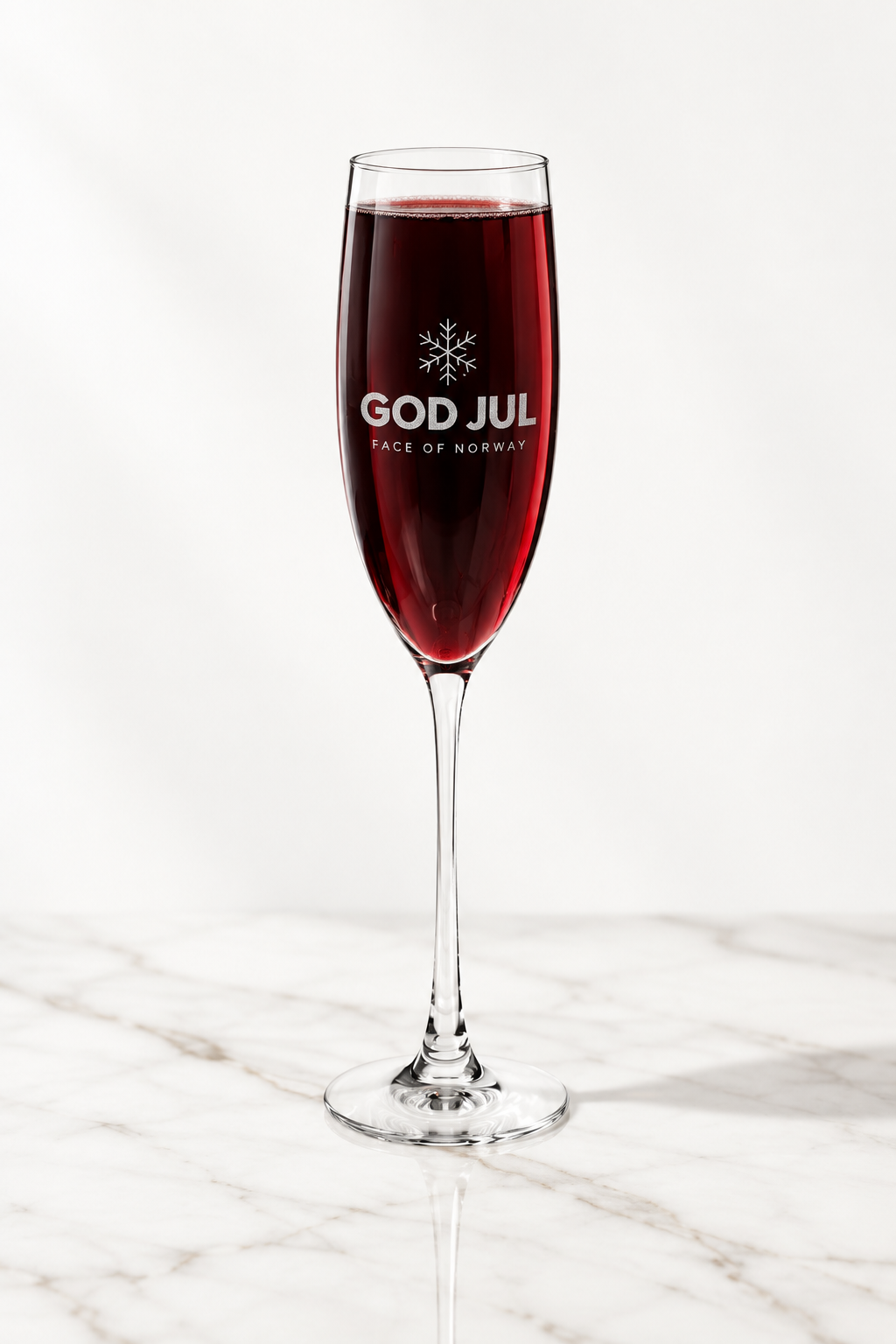 Face of Norway God Jul Champagne Flute – Engraved 8 oz Holiday Toast Glass