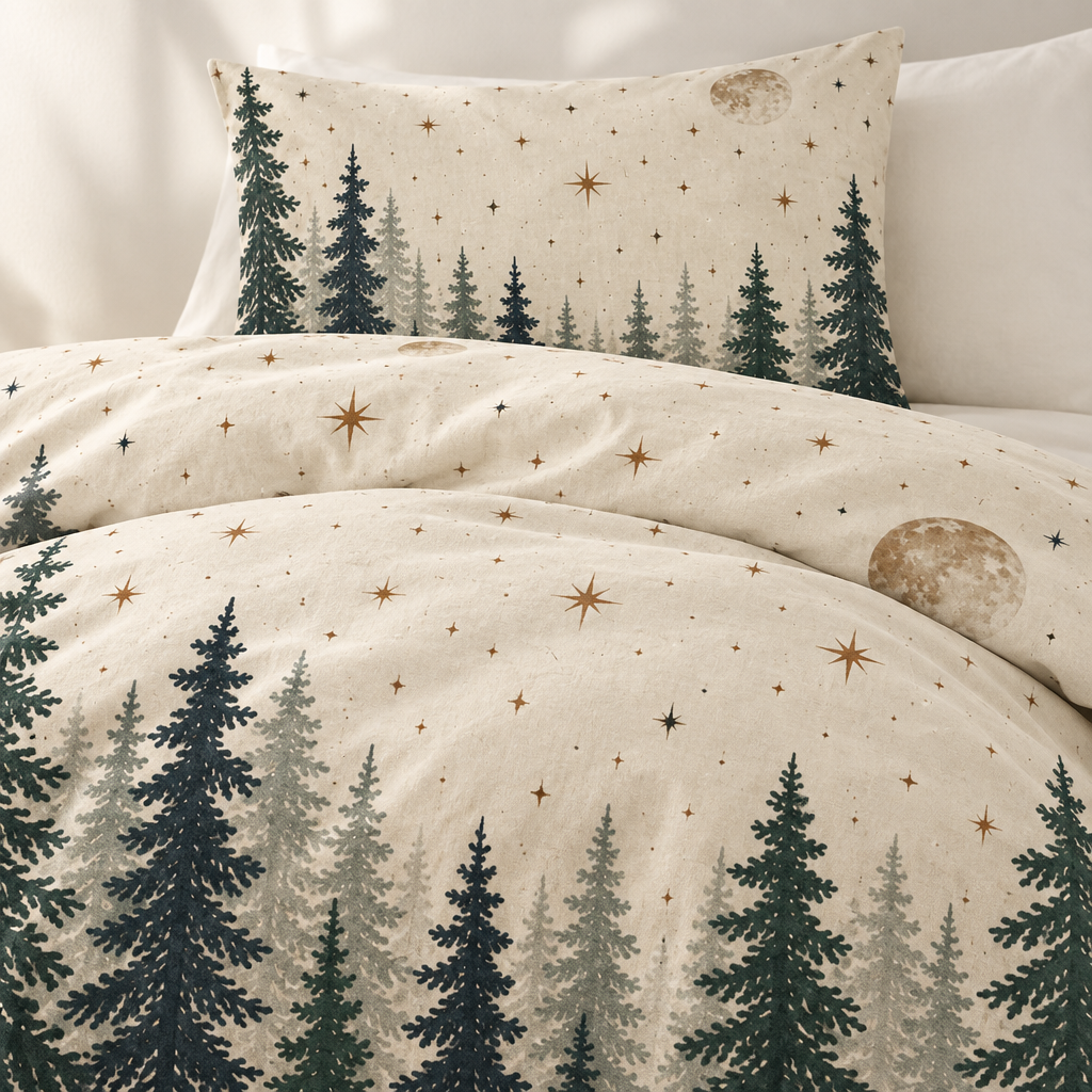 Forest Moon 100% Cotton Duvet Cover Set with 2 Shams