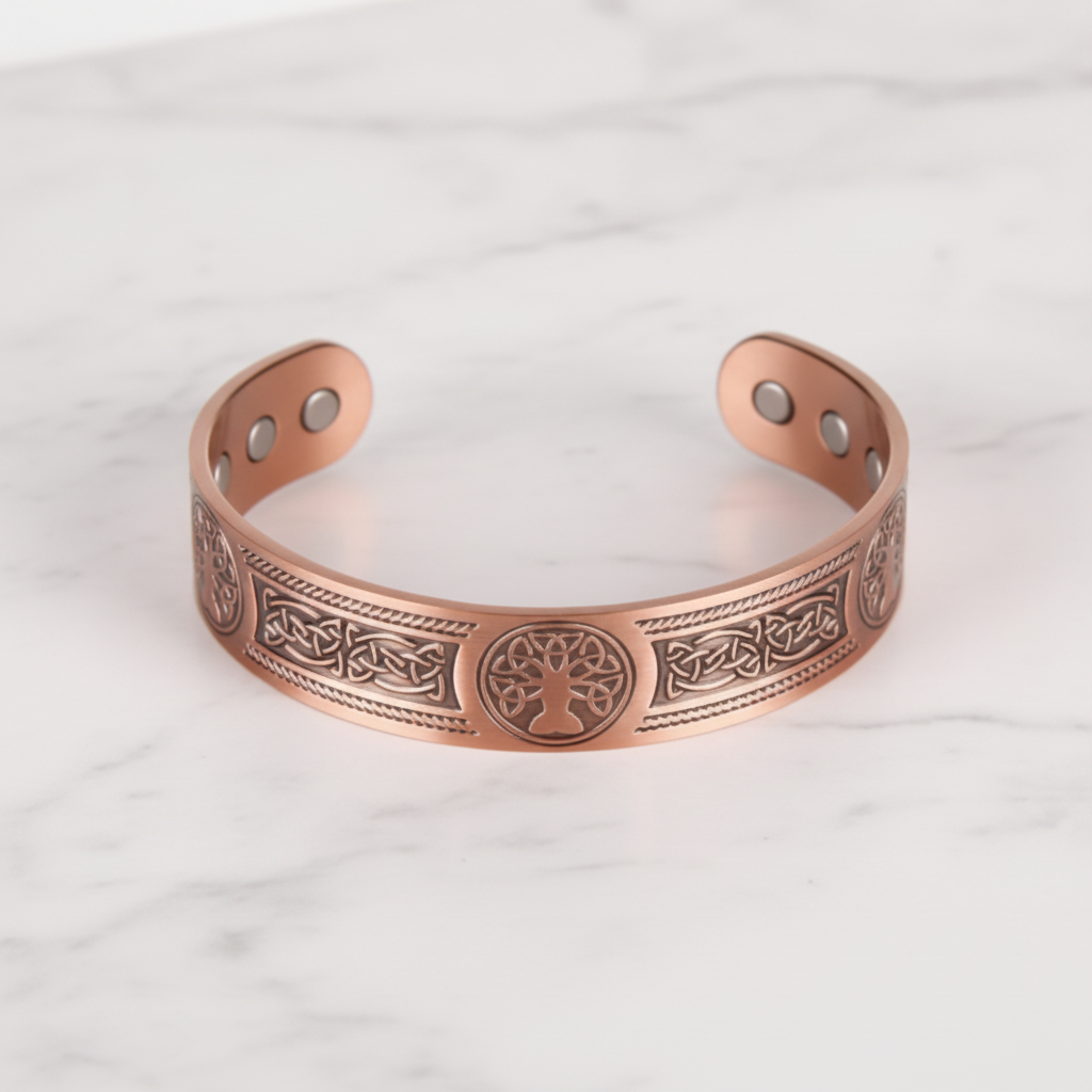 Kopparmagnetarmband – Livets träd-keltisk design | Antik finish | Justerbart
