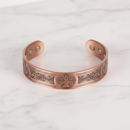 Kopparmagnetarmband – Livets träd-keltisk design | Antik finish | Justerbart