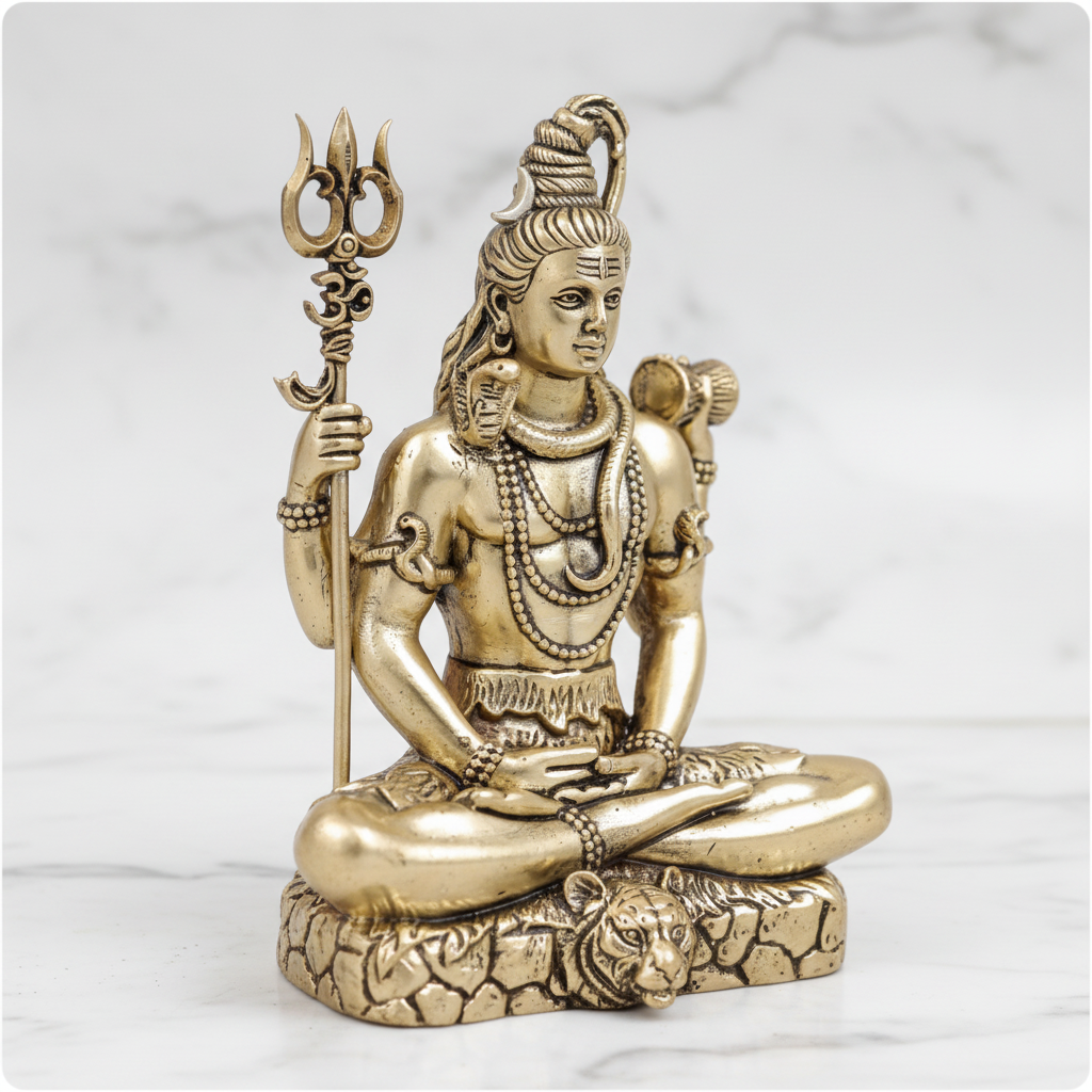 Brass Antique Lord Shiva Idol 4"