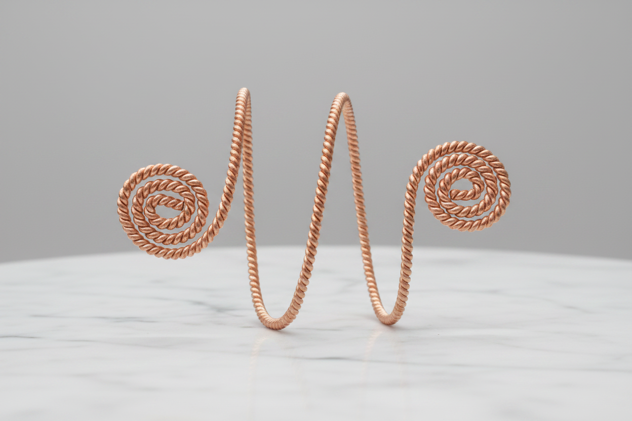 Copper Infinity Twist Upper Arm Cuff – Pure Copper Frequency Bracelet