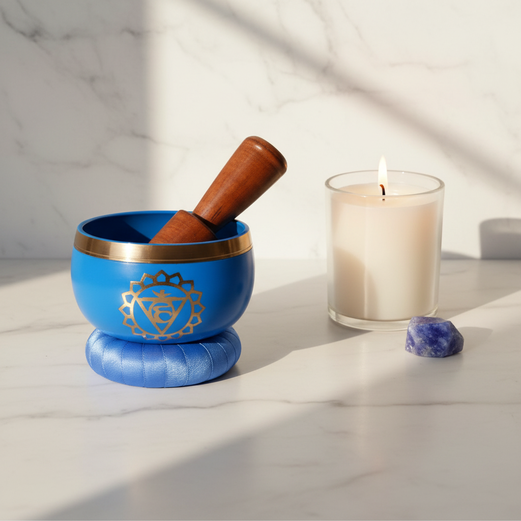 Throat Chakra Singing Bowl | Handcrafted | Meditation & Energy Healing