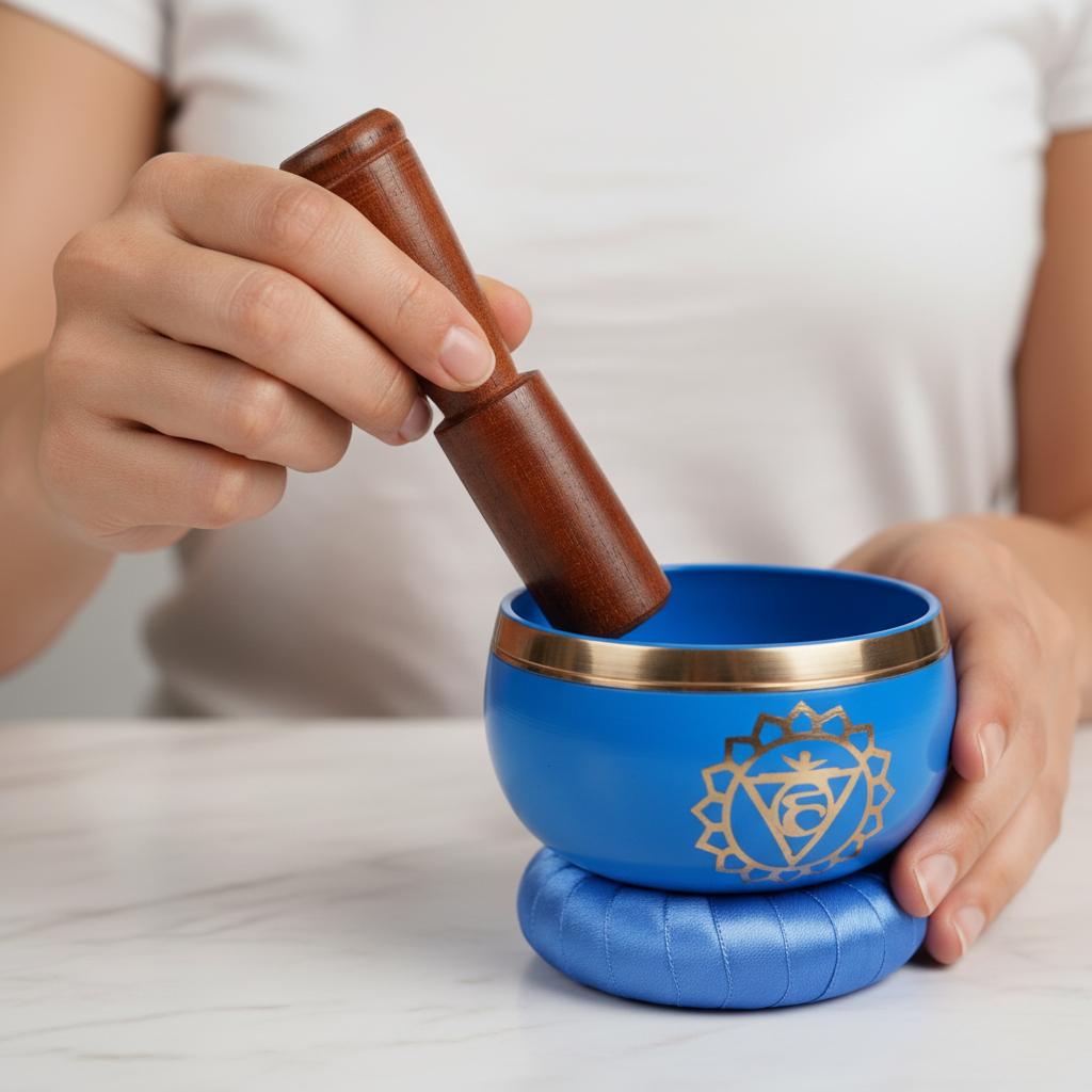 Throat Chakra Singing Bowl | Handcrafted | Meditation & Energy Healing