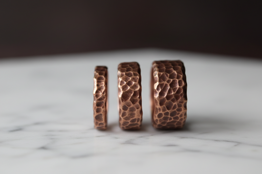 Pure Copper Hammered Dimple Ring | Hand Beaten | Adjustable | Unisex