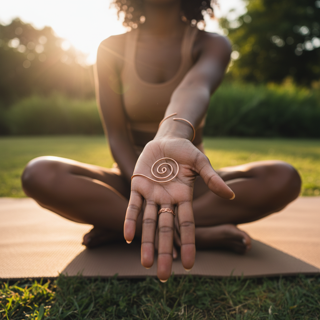 Pure Copper Spiral Palm Ring | Reiki Energy | Grounding | Handmade