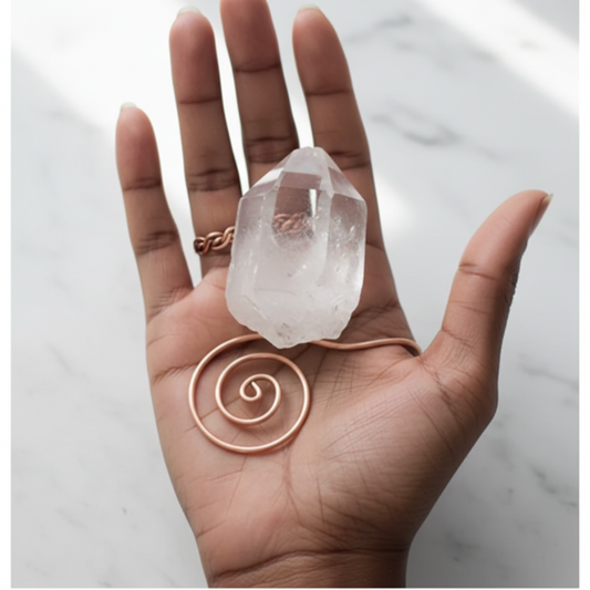 Pure Copper Spiral Palm Ring | Reiki Energy | Grounding | Handmade