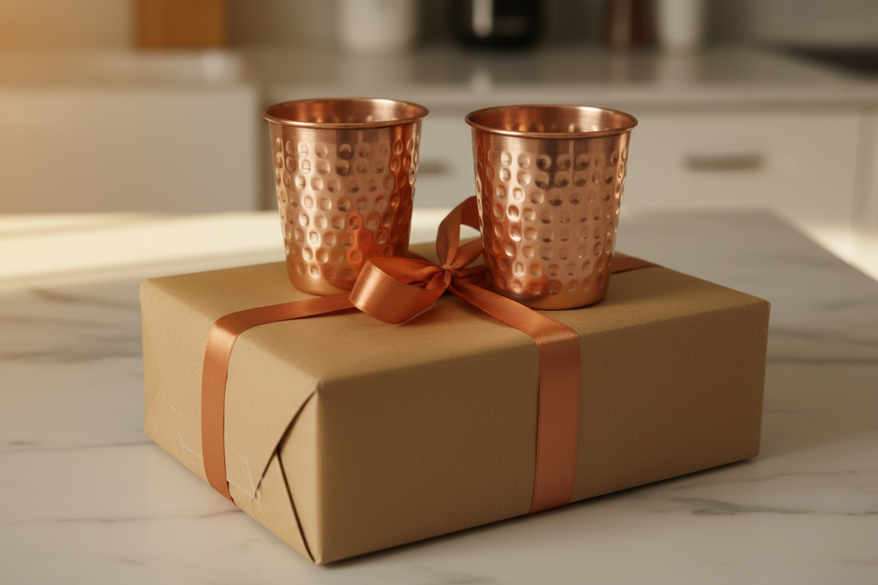 Pure Copper Hammered Glass — Set of 2 (300ml Ayurvedic Tumblers)