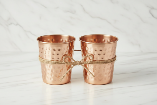 Pure Copper Hammered Glass — Set of 2 (300ml Ayurvedic Tumblers)