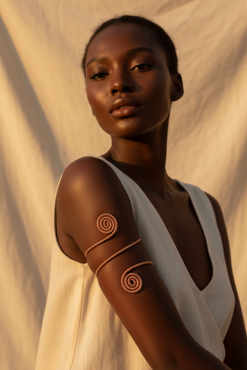 Copper Infinity Twist Upper Arm Cuff – Pure Copper Frequency Bracelet