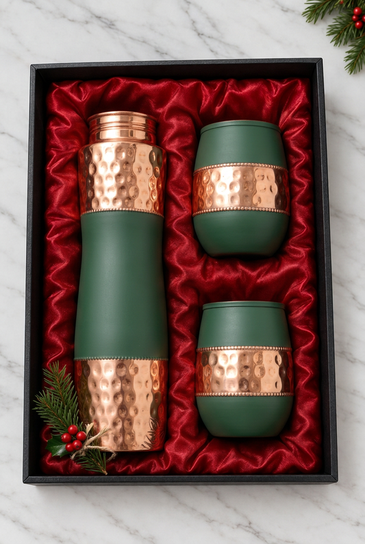 Forest Green & Hammered Copper Christmas Gift Set
