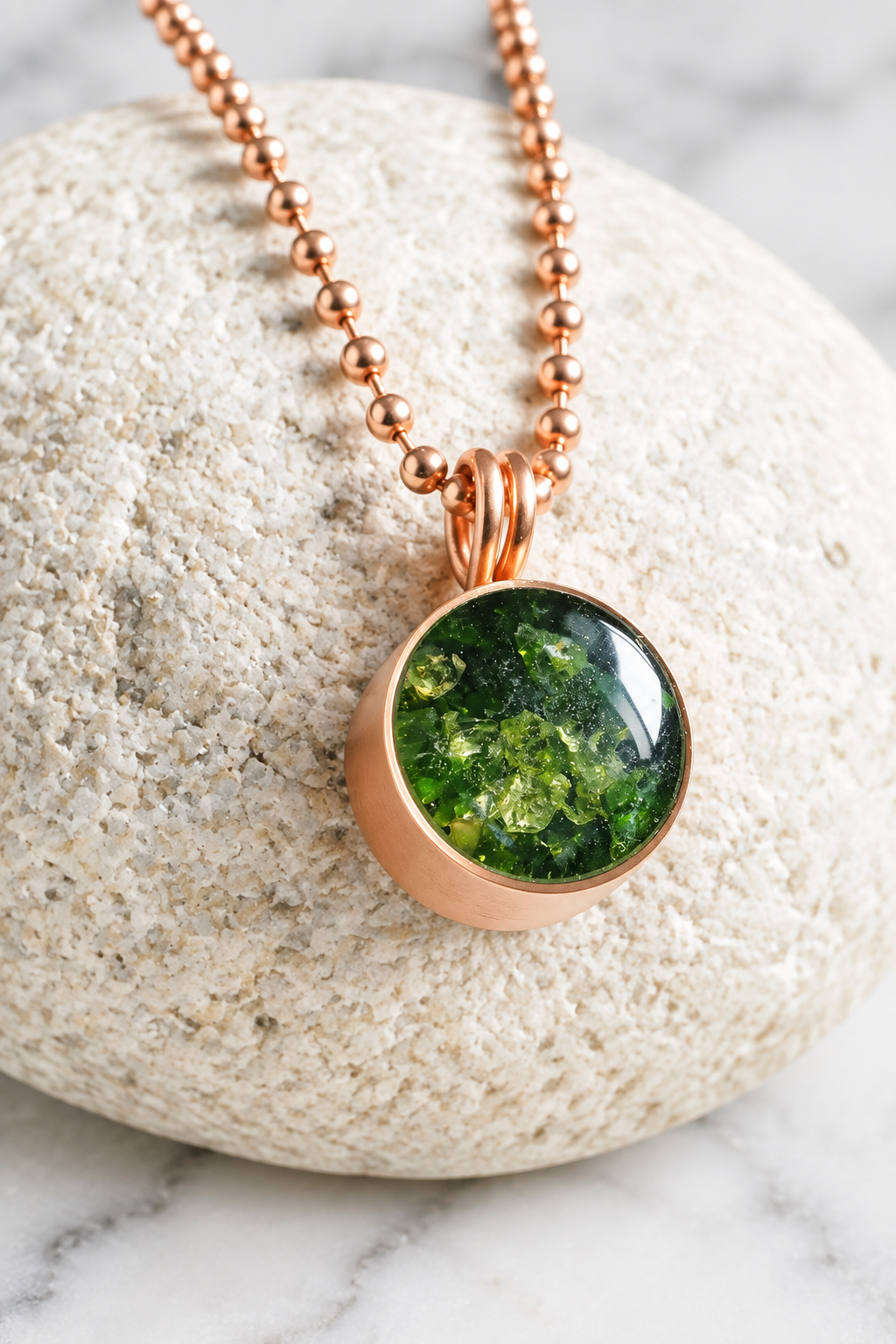 Peridot, Tourmaline & Malachite Copper Pendant Necklace