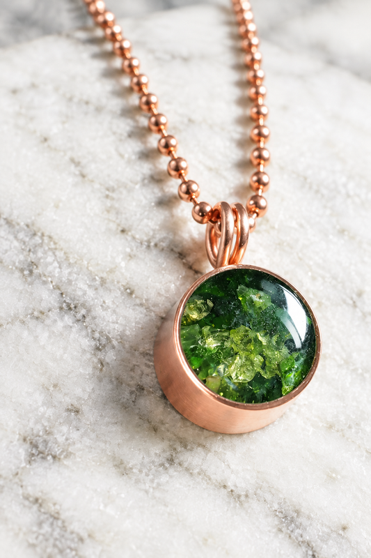 Peridot, Tourmaline & Malachite Copper Pendant Necklace