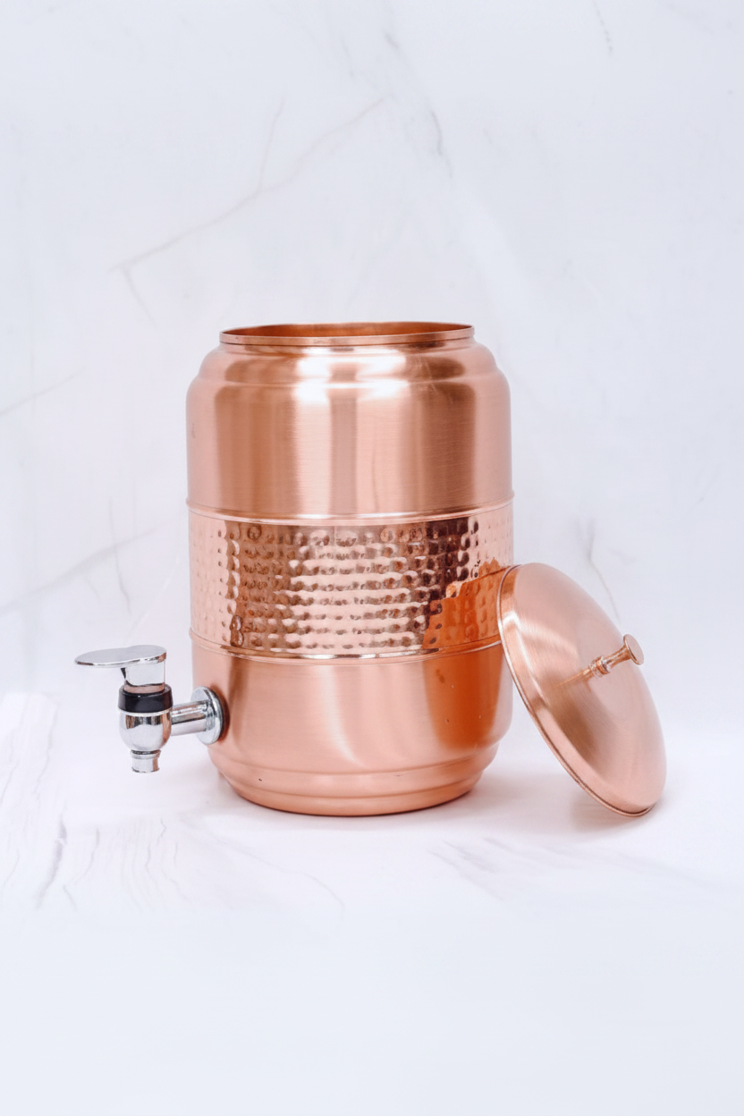Pure Copper Half Hammered Water Dispenser (Matka) 5000ML